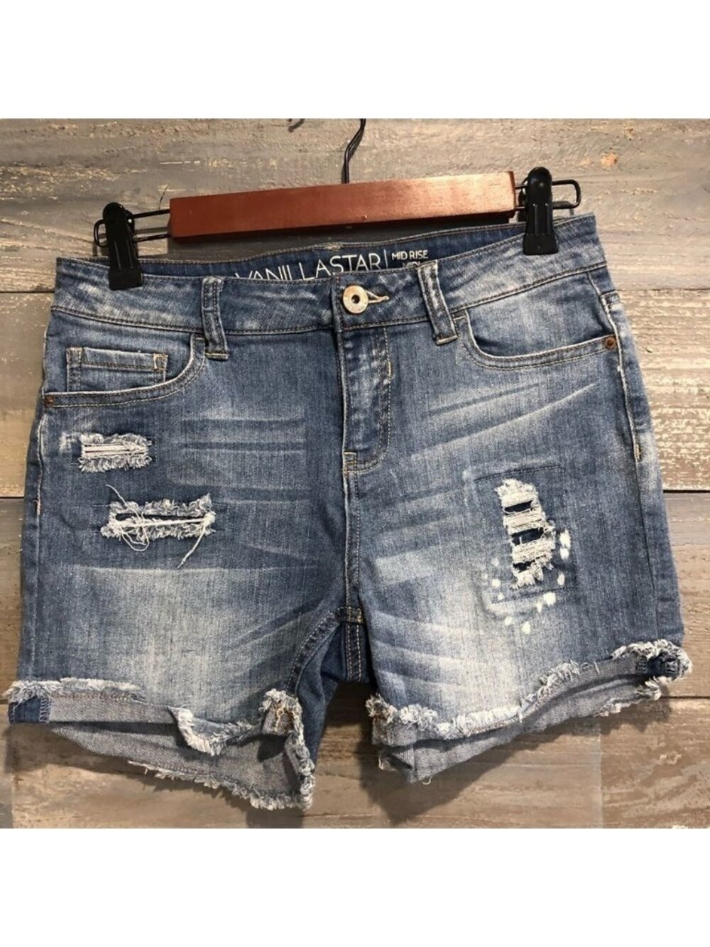 Vanilla Star mid rise distressed jean shorts 5